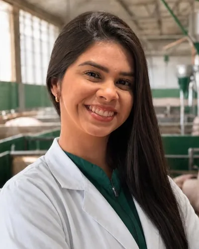 Brenda Assunção, diretora técnica da Triquality, de jaleco